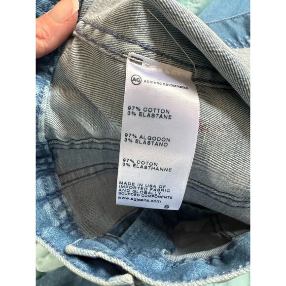 AG Adriano Goldschmied Denim Trucker Jacket Button Front Blue Jean Womens Small - Picture 8 of 8